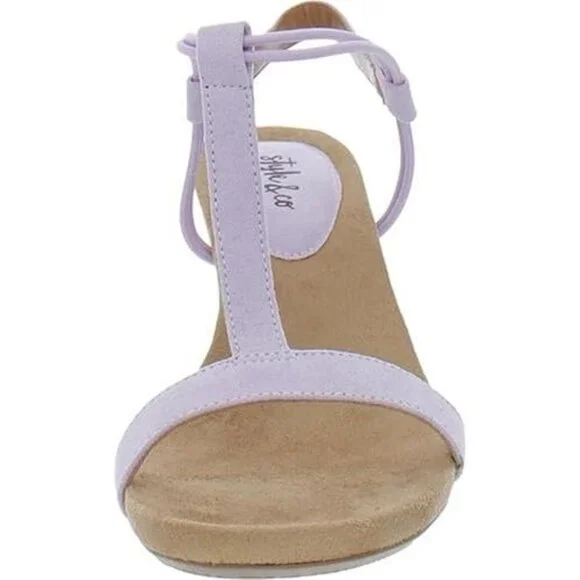 Style & Co. Womens Mulan Wedge Sandals T-Strap Open Toe Purple Size 10 - Picture 3 of 4